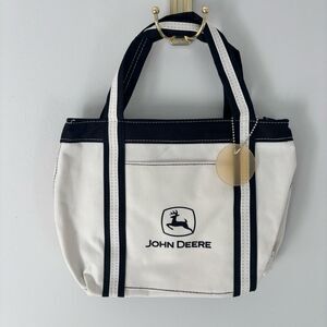 John Deere Canvas Mini Tote Bag — White & Black